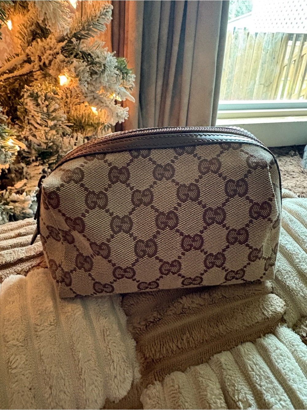Gucci Brown Monogram Canvas Cosmetic Pouch